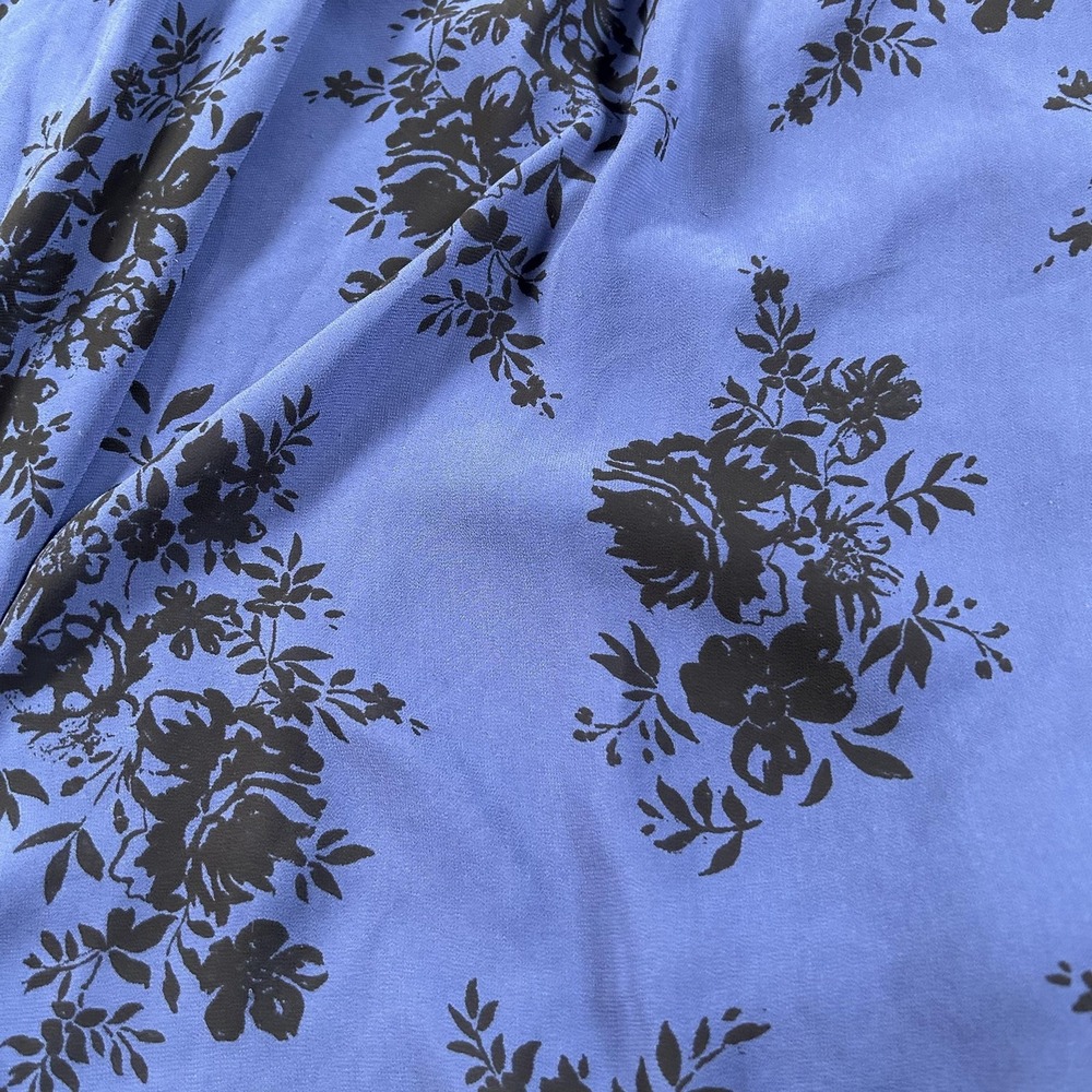 Torrid Shirt Womens 2 Blue Black Floral Sheer Long Sleeve Split Back Blouse - Picture 3 of 16